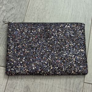 Madewell The Leather Sparkling Clutch Pouch Black Glitter Edition